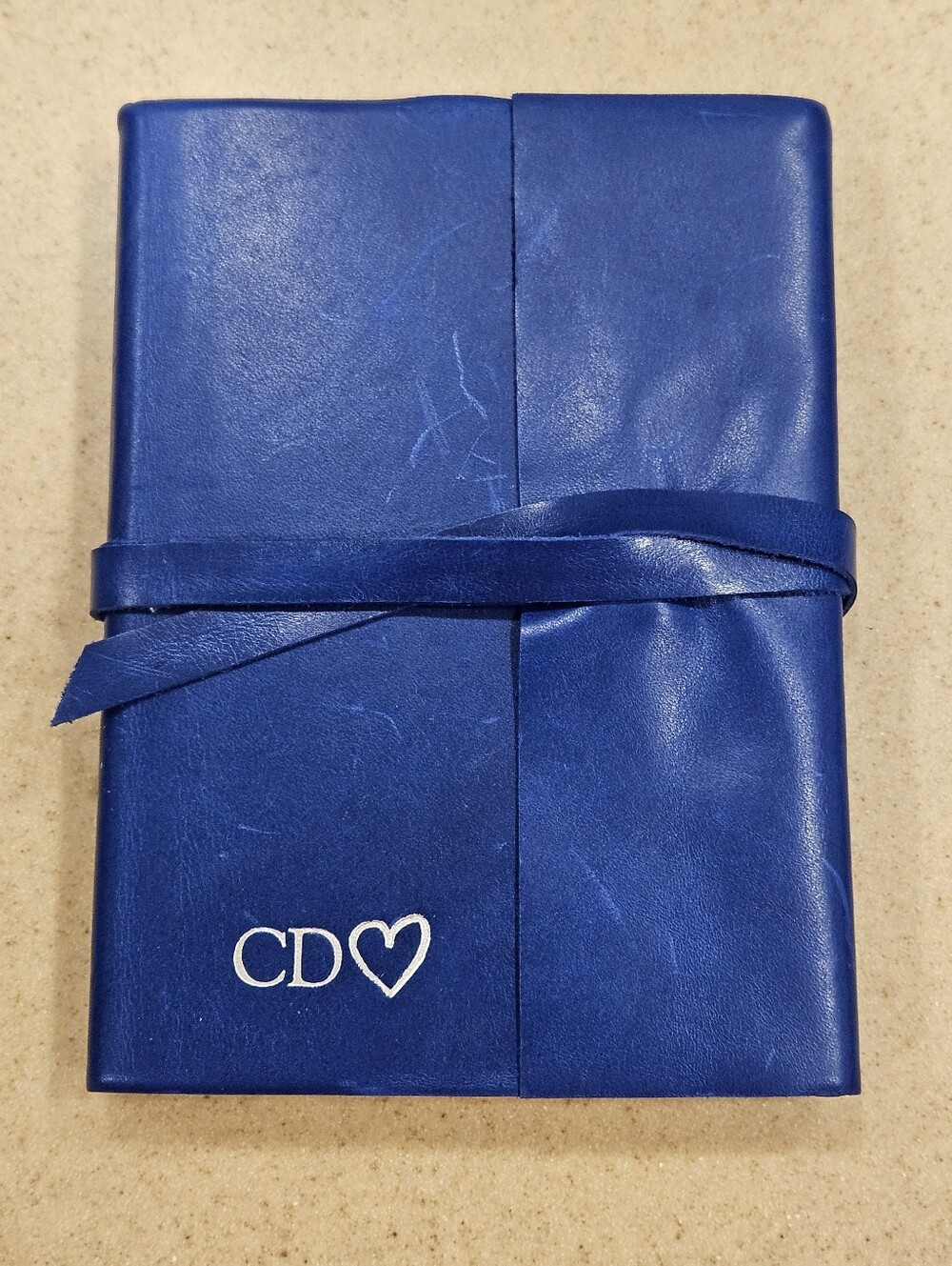 RARE JENNI BICK BLUE MONOGRAMMED LEATHER BLANK JOURNAL NOTEBOOK BOOK